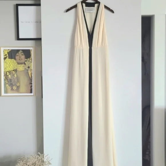 Valentino Two-Tone Ruched Waist Gown, Ivory | Black, Size 6, NWT - Picture 5 of 16